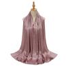 New Satin Silky Simulation Silk Long Scarf Shawl Pleated Solid Color Women's Long Scarf Headscarf