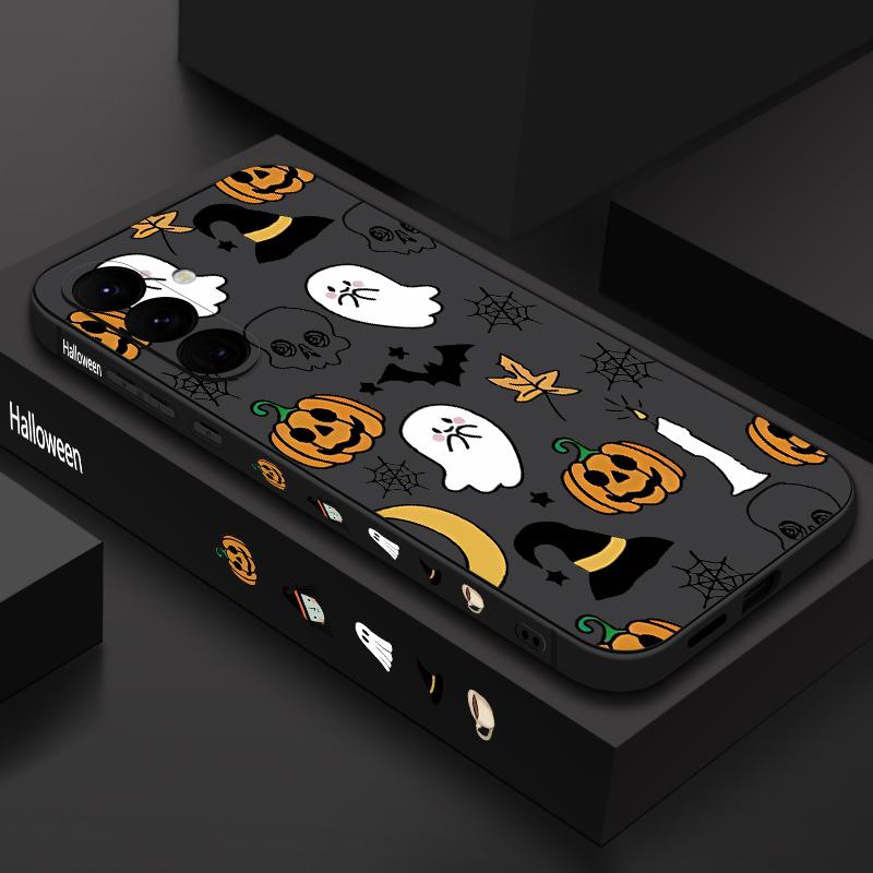 Lanyard Phone Case For Samsung Galaxy A56 A17 A26 A16 A36 A55 A54 A53 A15 S24 S25 FE S25 S22 S23 Ultra Plus Pumpkin Patterned Cover