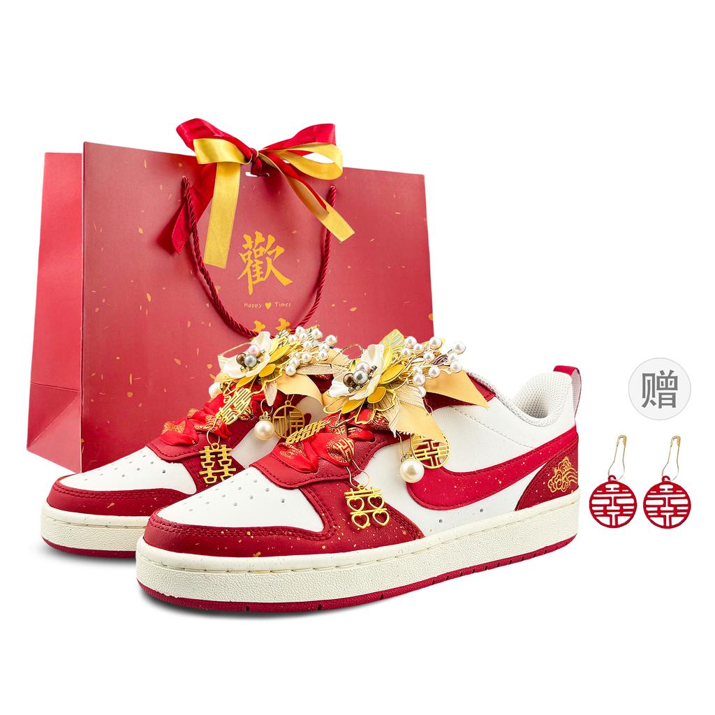 Nike Court Borough Abrasion Resistant Low top Skateboard Shoes Women's Carmine BQ5448-199(Team1053-BOX)