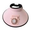 Sun Protective Hat with USB Powered Cooling Fan Breathable and Comfortable Wear Large Brims Hat for Hiking and Cycling  Pink