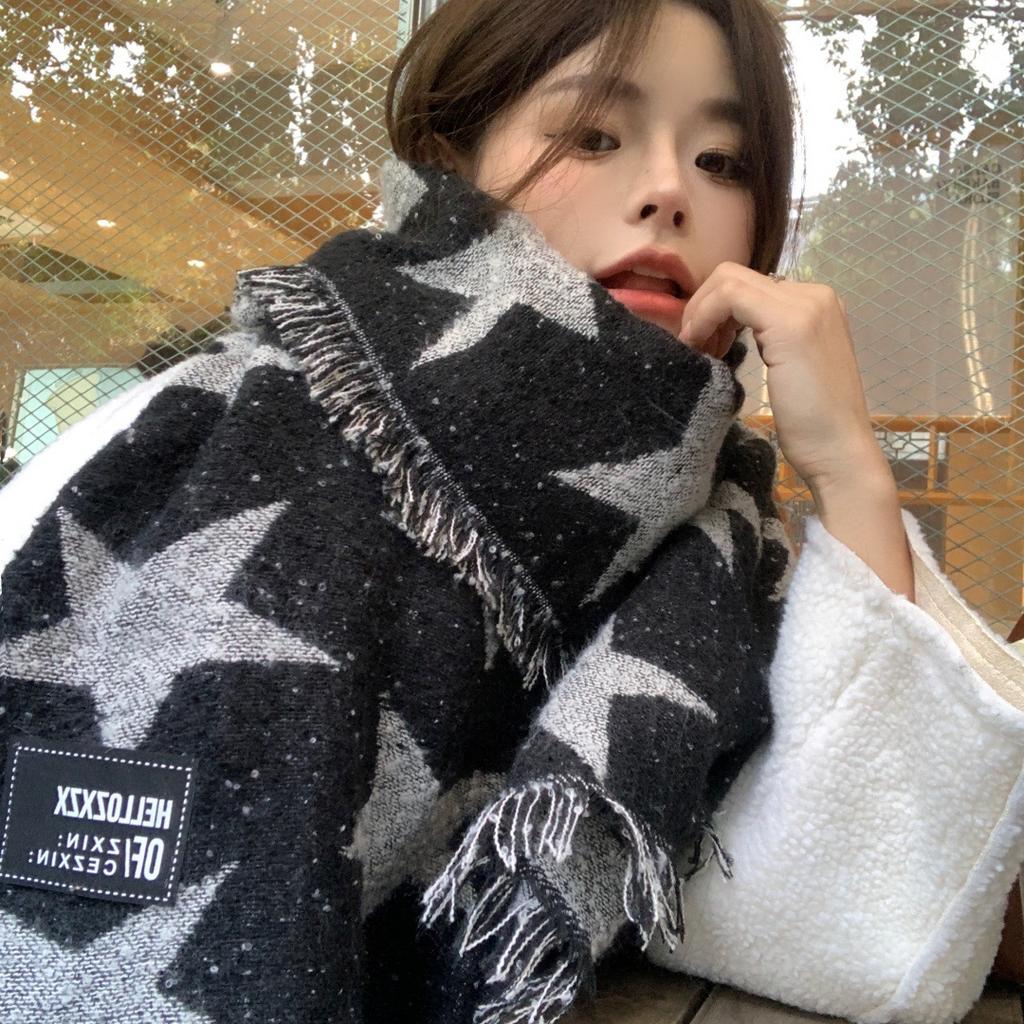 Star Pattern Scarf Understated Winter Scarf Couple'S Scarf Minimalist For Daily Adventures Commuting Business Trips