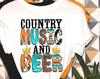 Country Music and Beer, Western Shirt, Country Western Tee, Gift for Him, Gift for Her, Unisex Jersey Short Sleeve Tee