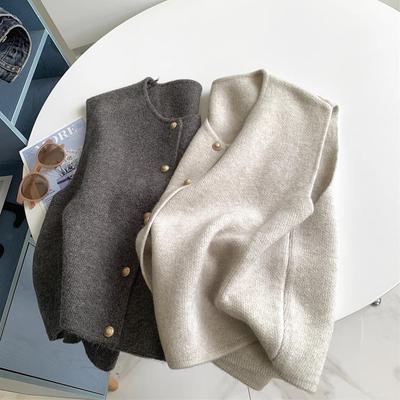 Women Short Knitted Sweater Sleeveless Korean Women Solid Color Vest Ladies  Pullover Female Tops