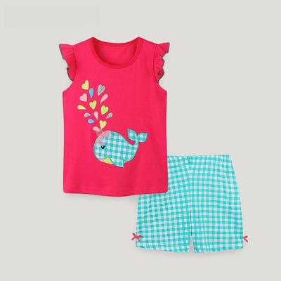 Summer Kids' European & American Style Knitted Cotton Short-Sleeve Two-Piece Set