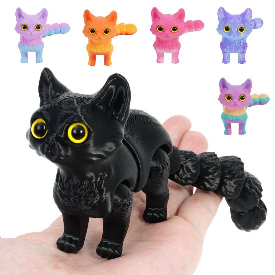 3D Tištěná Kočičí Hračka Flexibilní Klouby Artikulovaný Model Kočky pro Dospělé 3D Tištěná Zvířata Fidget Hračky pro Domov Kancelář Třída Dekor