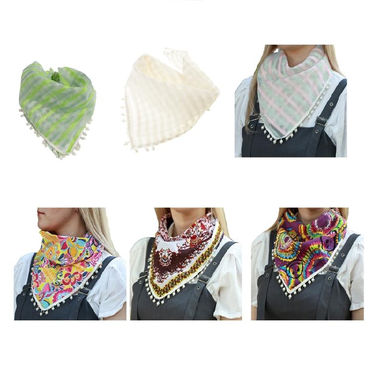 Trendy Triangular Neck Shawl Neckerchief For Lady With Soft Fabric And Decorative Tassels for Women Spring Everday Wear
