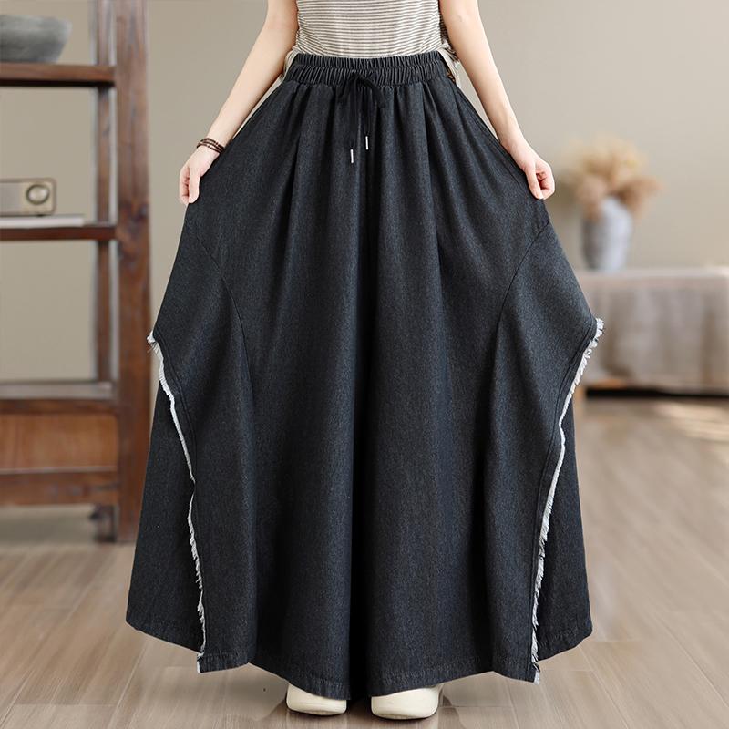 Jeans de Pierna Ancha para Mujer Talla Grande Primavera Verano Cintura Alta Cordón Holgados Culottes de Mezclilla Pa… Más