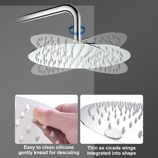 Large Stainless Steel Shower Head 360 Degrees Water Discharge High Pressure Rainfall