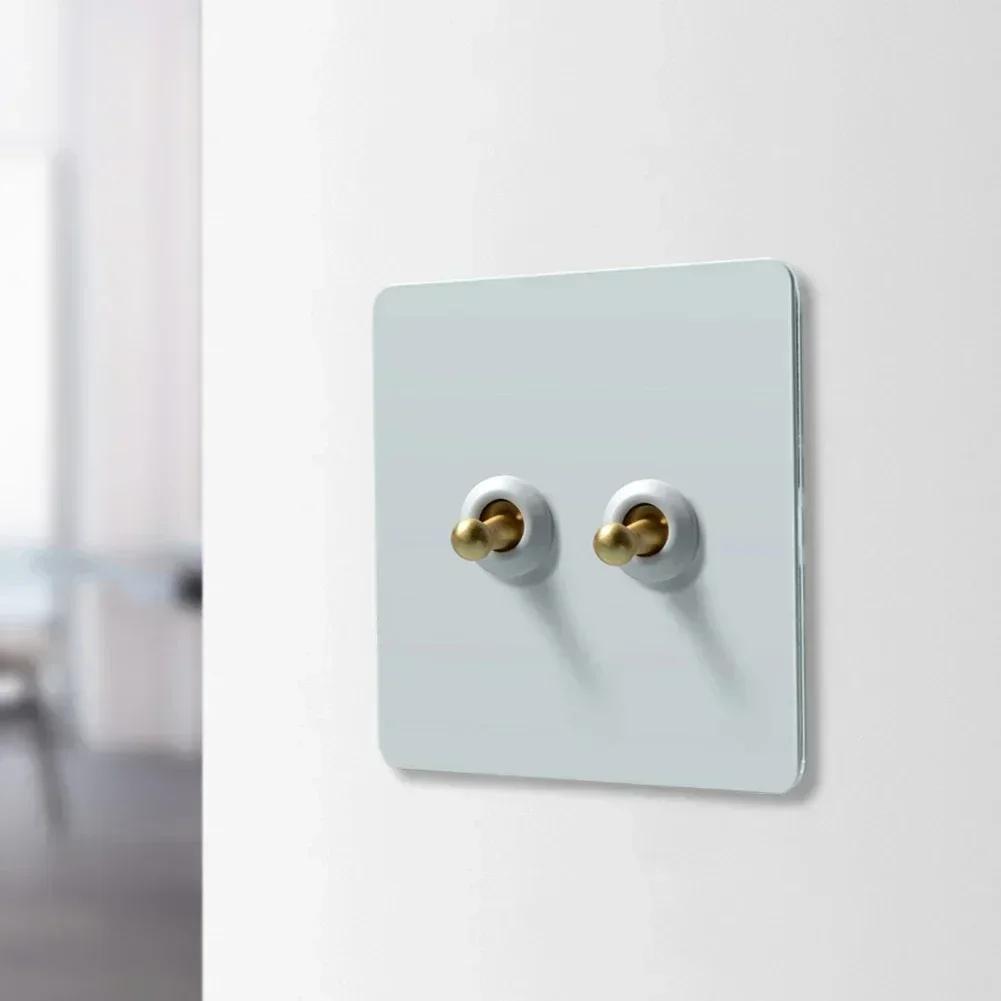 Wandschakelaar Type 86 Roestvrij Staal Stopcontactpaneel Mat Wit Messing Hendel Wandwipschakelaar Stijlvol Veelzijdig Verlichting