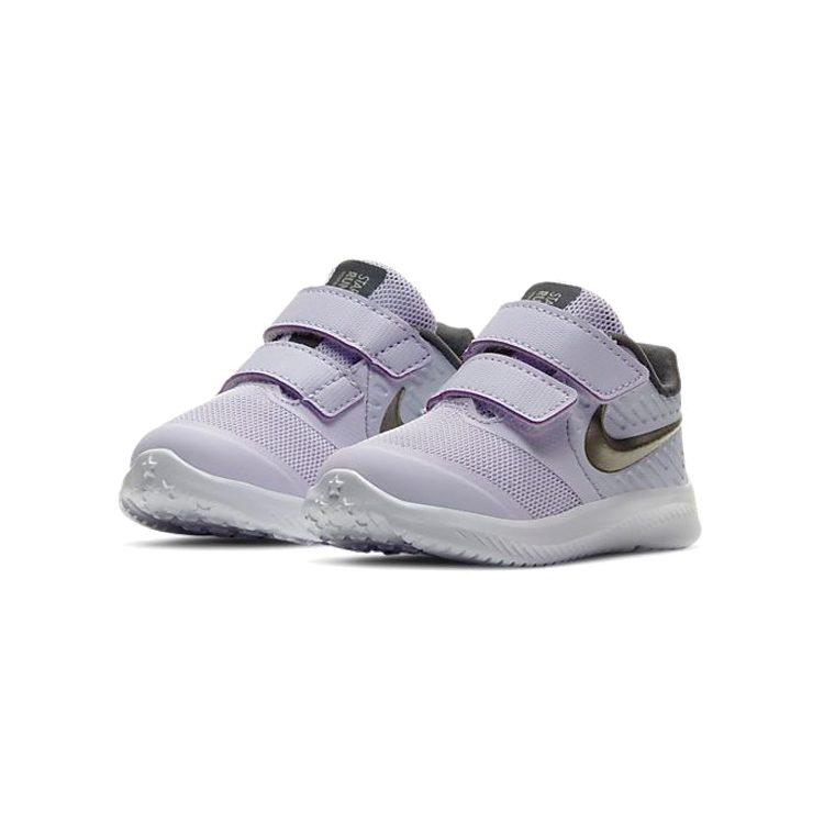 Nike Star Runner 2 Hook and Loop Slip Resistant Abrasion Resistant Low Top Casual Running Shoes Light Purple Silver AT1803-502