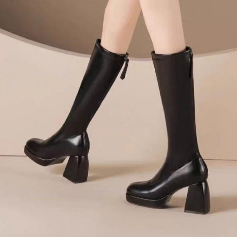 

Мода Женская Мода Хлопковые Ботинки на Толстом Каблуке Зима Новые Рукава Задняя Молния Толстая Подошва Противоскользящие Износостойкие Высокие Ботинки 43 чёрный