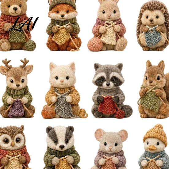 Holiday Countdown Gift for Kids Knitting Animal Advent Calendar 24 Acrylic Ornaments Cozy Autumn Knits Creative Friends Cute Ornaments Christmas
