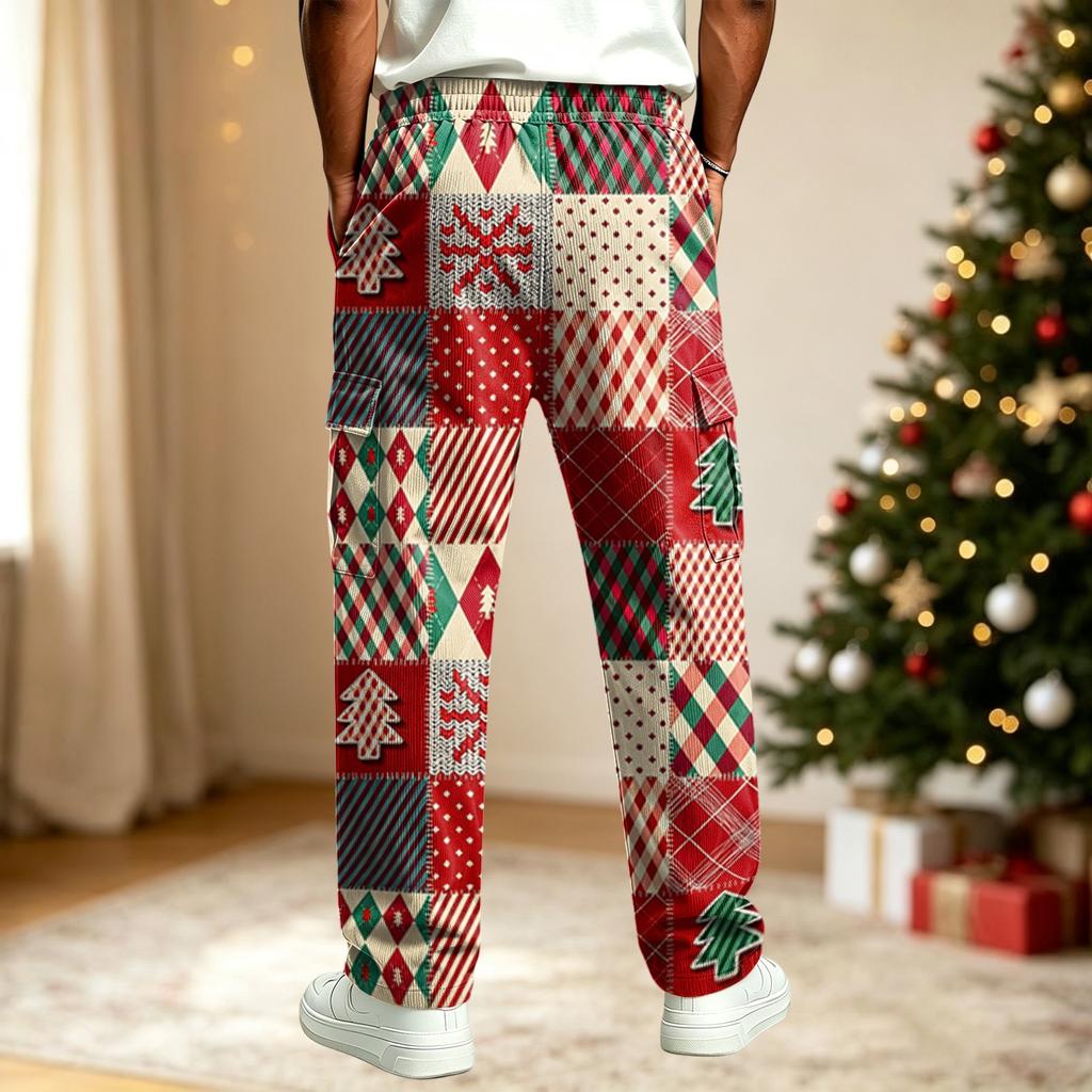 Men's Casual Pants with Christmas Print, Loose Fit Comfortable Streetwear for Holiday Parties