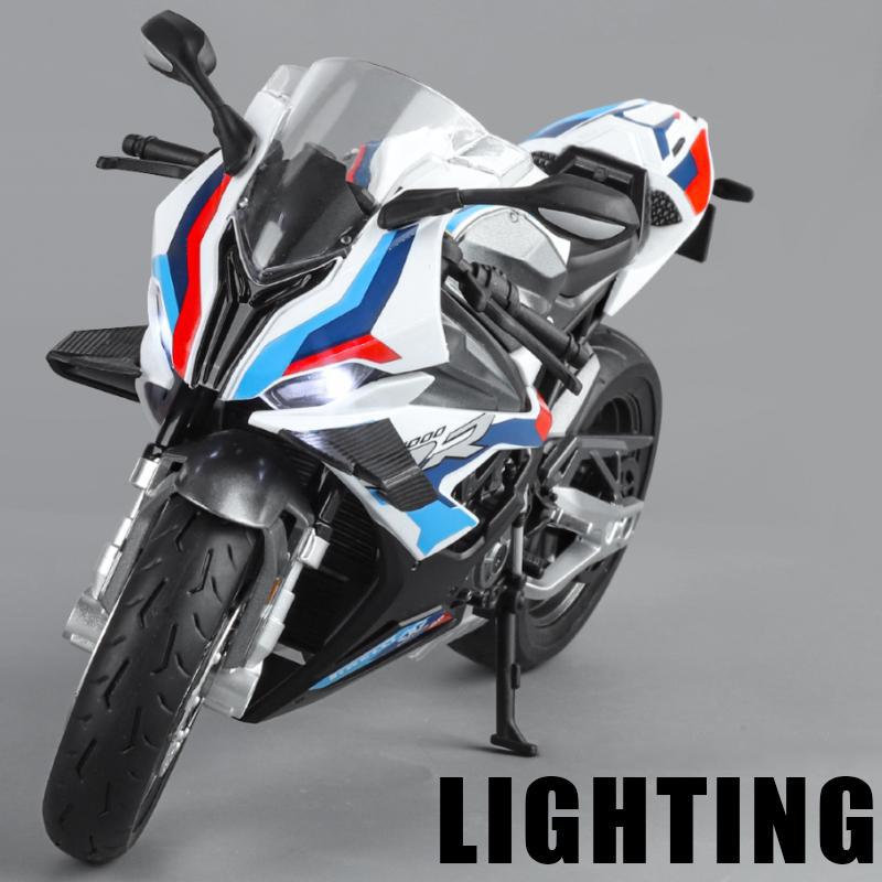 New 1/9 BWM S1000RR Large Size Simulation Alloy Motorcycle Model Shock Absorbers Carrying Lighting Collection Toy Car Kid Gift