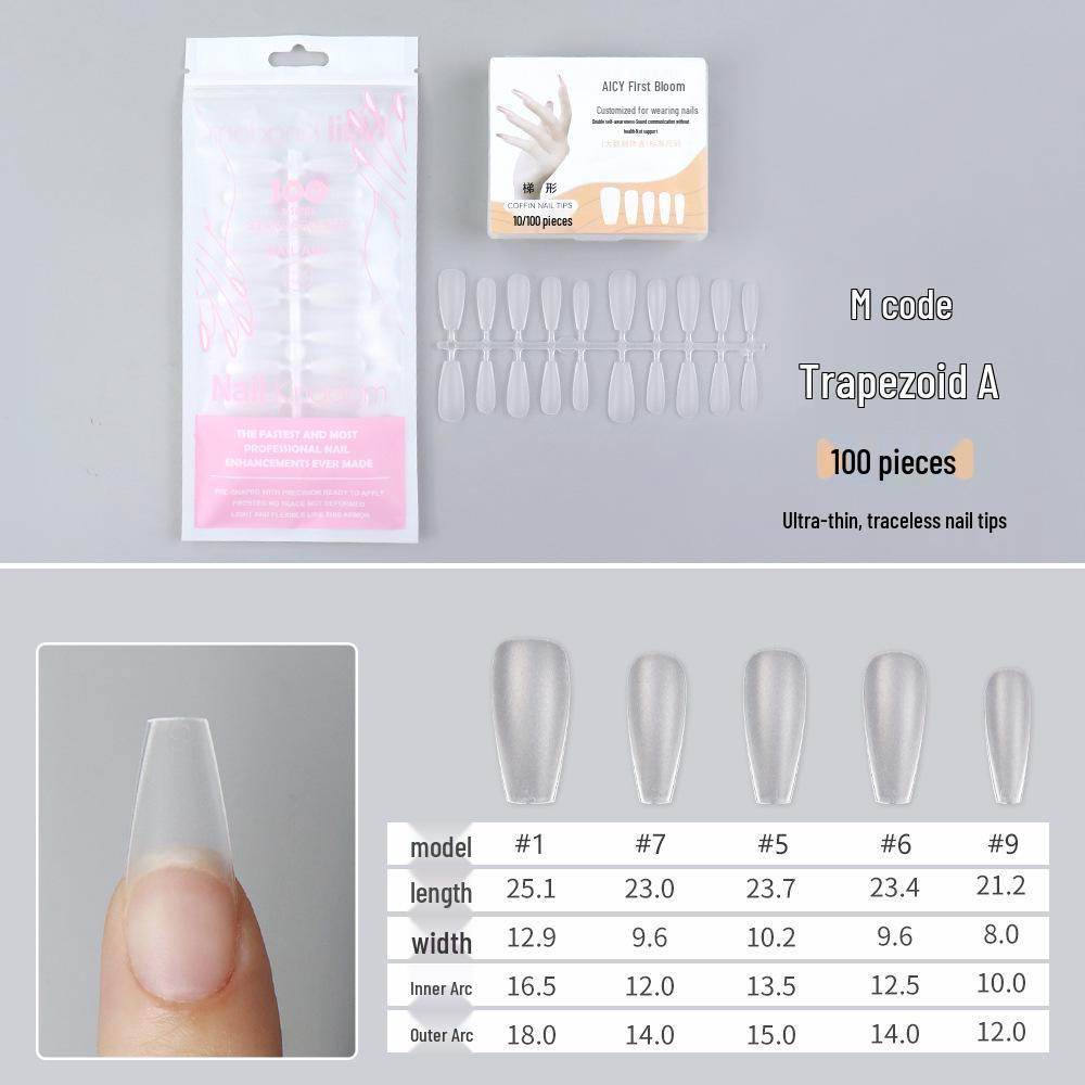 Pre-sized Frosted Ladder-Shaped Nail Tips - 100 Pcs, Thin & No Filing Needed