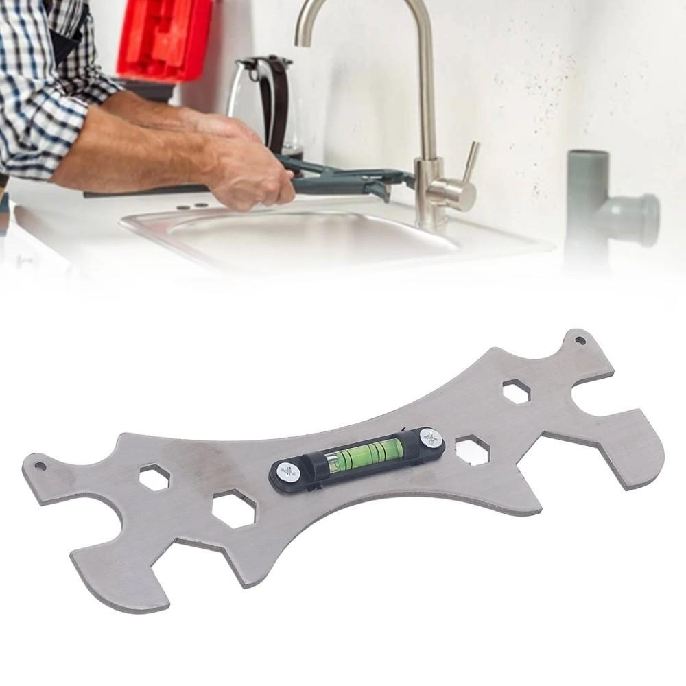 Multifunctional Level Special Wrench Stainless Steel Distance Measuring Universal Wrench Hexagonal Level Faucet Wrench