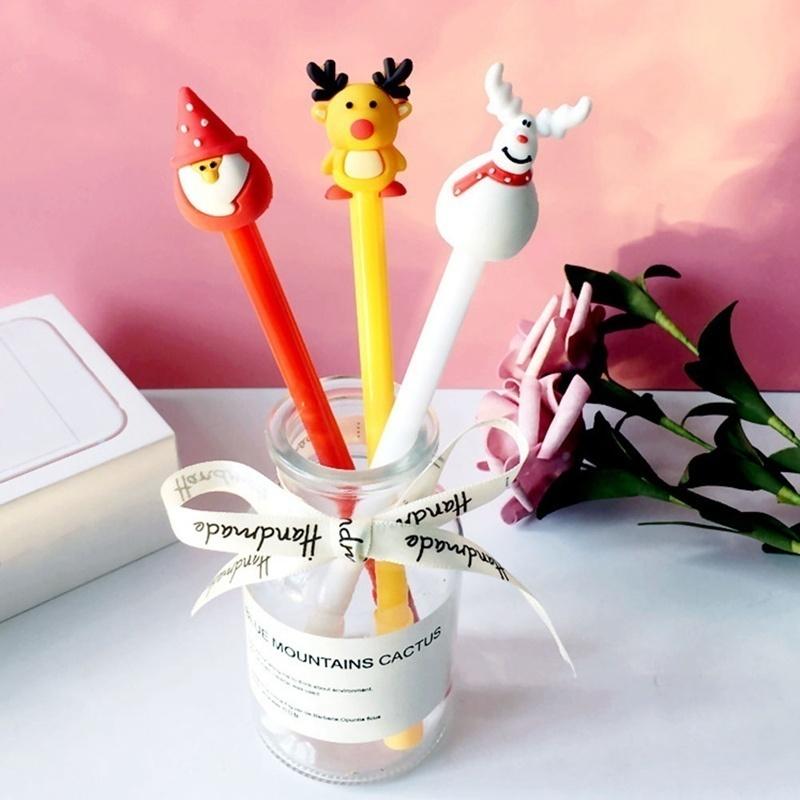 2 ks Školní Kancelářské Dárky Sob Santa Claus Vánoční Gelové Pero Roztomilé Gelové Tužky Kawaii Roztomilé Kancelářské Potřeby