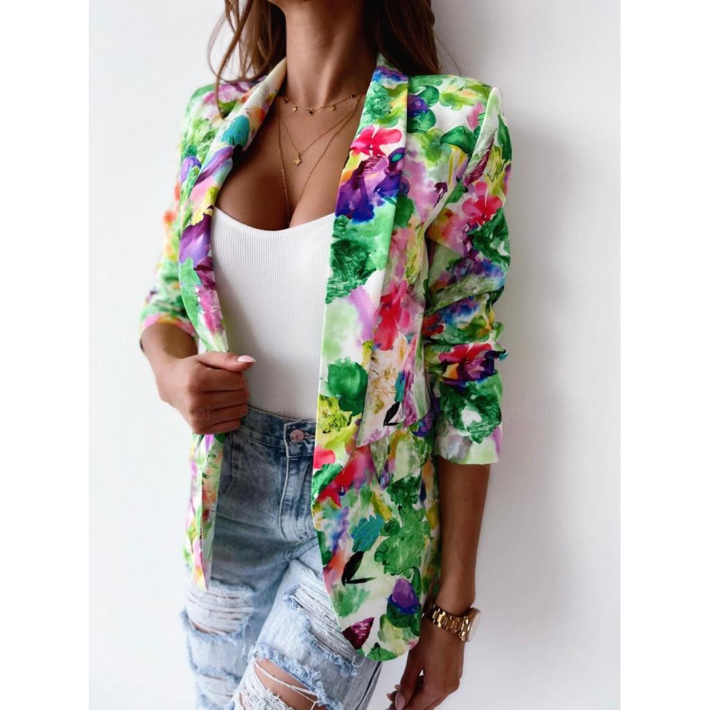New Fashion Women's Printed Blazer, Casual Spring Outerwear, European American Style, Popular For Crossborder Women