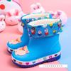Cartoon Rain Shoes Children's Warm Fleece Non-slip Water Shoes Baby Children Middle Children Cute Rain Boots Children Playing Water Glue Shoes