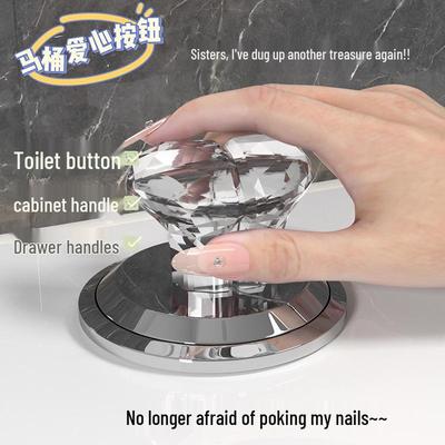 Heart-Shaped Long Nail Friendly Toilet Flush Button with Lid Lifter
