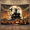 1 item a spooky Halloween scene with a ghostly atmosphere featuring a vibrant polyester background fabric