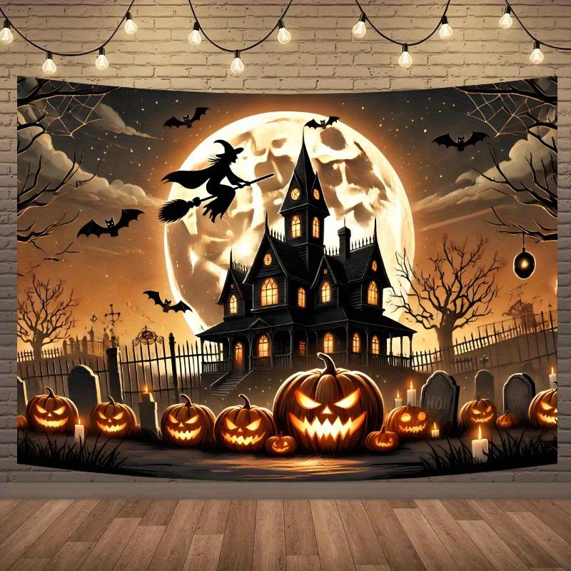 1 item a spooky Halloween scene with a ghostly atmosphere featuring a vibrant polyester background fabric