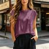 Damen Casual Lockerer Schnitt Leichtes Oberteil Rundhalsausschnitt Einzelne Tasche Ärmellose Bluse Bequeme Alltagskleidung