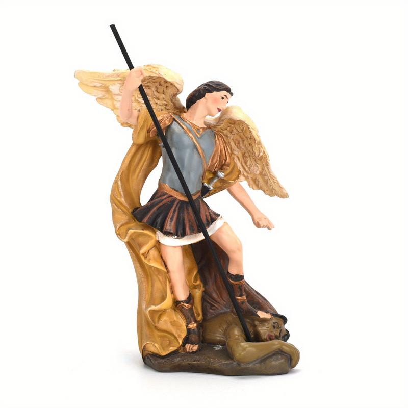 11CM Renaissance Saint Michael The Archangel Resin Religious Statue Catholic Sculpture Figurine Ornament Craft Decoration