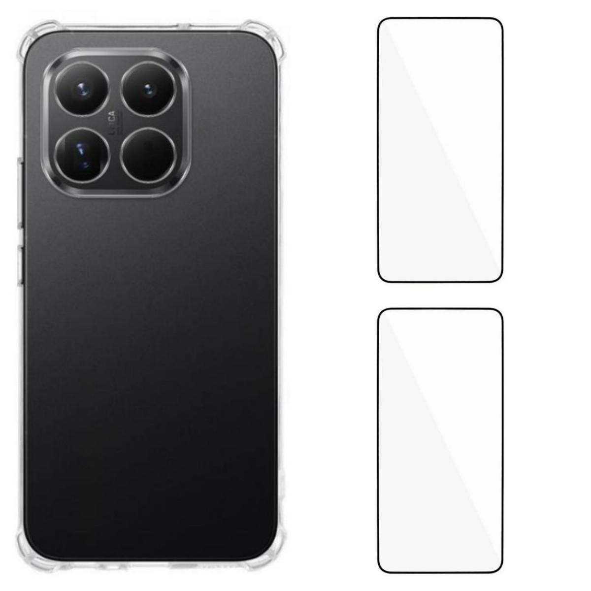 

For Xiaomi 15T TPU Case WANLONFENG WL3 Series 1.5mm Phone Cover with 2Pcs Tempered Glass Films