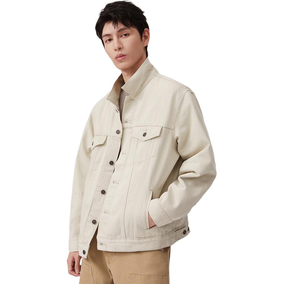 Levis Plain Simple Comfortable Lapel Loose Fit Long Sleeve Denim Jacket Men jackets White A5782-0028