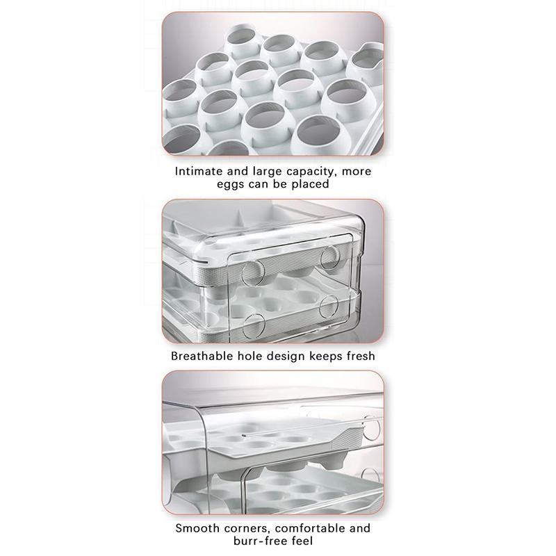 Transparent Egg Storage Container With Food Grade Material And 32 Egg Capacity Perfect For Kitchen Refrigerator Use