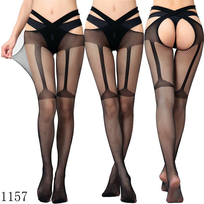 Plus Size Women Bodystocking Sexy Lingerie Ladies Erotic Lingerie Tights Women Suspender Pantyhose Tights Open Crotch
