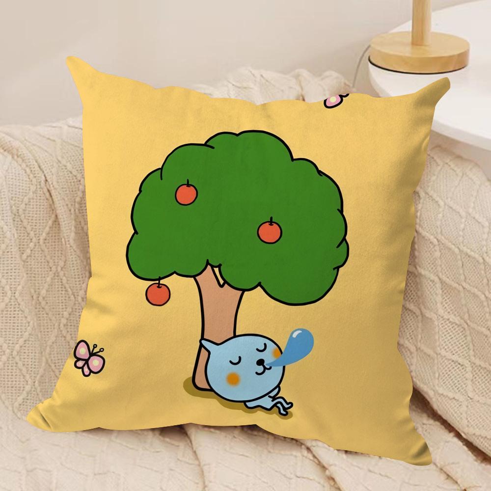 Cute QQoos Cushion Cover Short plush Doublesided Print Square Throw Pillow Covers Sofa Home Cushion Decor
