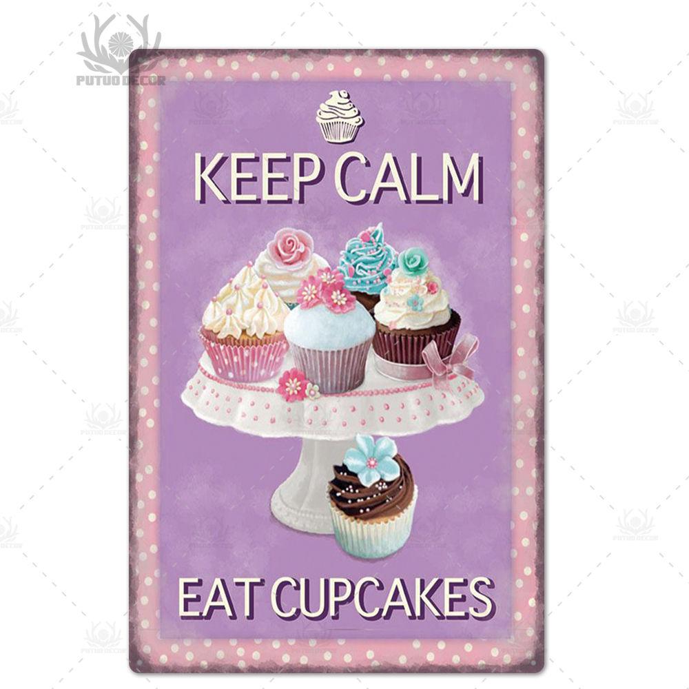 Putuo Decor  Cake Metal Poster Plaque Metal Vintage Bakery Kitchen Decor Sign  Wall Decor Metal Tin Sign
