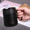 Doppelwandige Edelstahl Vakuumisolierte Kaffeebecher Tasse mit Henkel für Zuhause Büro Schwarz 350ML