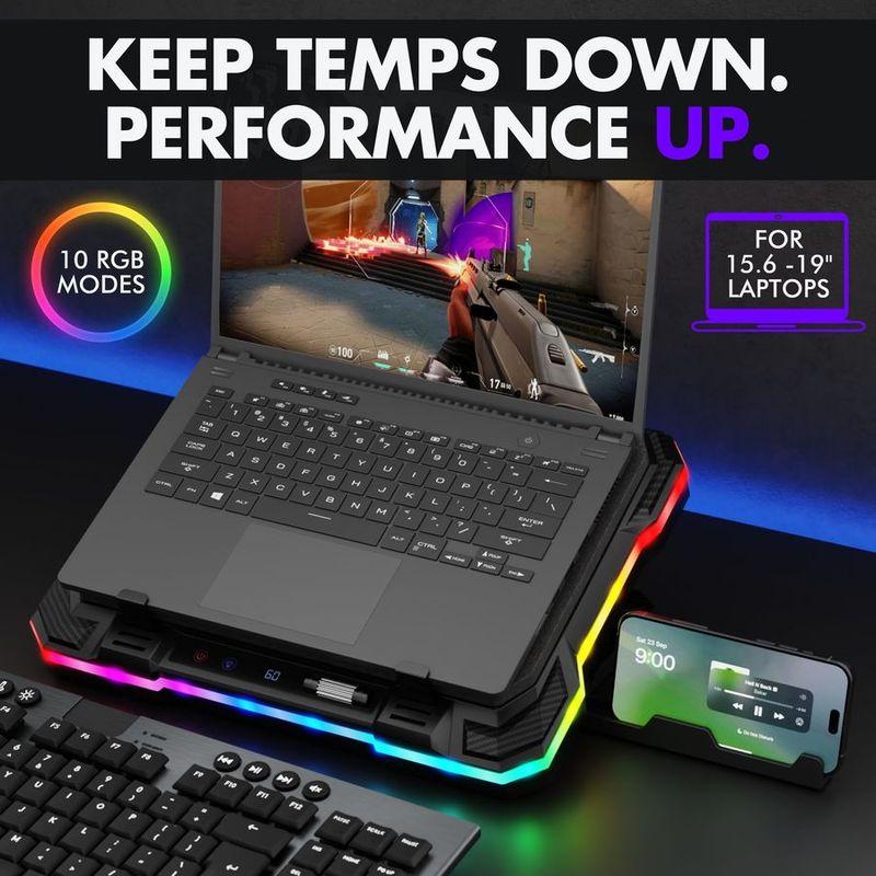 Игровая подставка-охладитель для ноутбука с USB-хабом, повышающая производительность, обеспечивающая комфорт, RGB-охладитель для ноутбука с регулируемой высотой и Fa