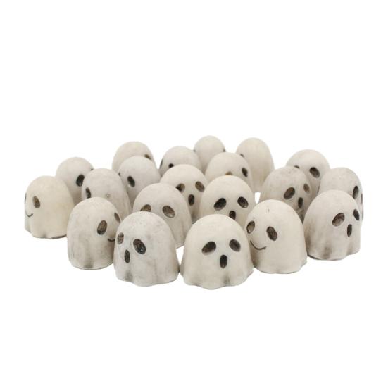 20 Pcs Halloween Miniature Ghost Figurine Cute Tiny Resin White Ghost Statue for Garden Bonsai Sand Table Decoration