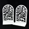 Modern Rose Themed Metal Bookends Easy To Clean Surfaces For Efficient Desktop Organization