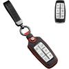 SANRILY FLL Production Leather Key Fob Cover for Genesis GV80 2021 2022 G80 GV70 G90 G70 Keyless 4/6/8 Button Key Case Shell with Keychain Black