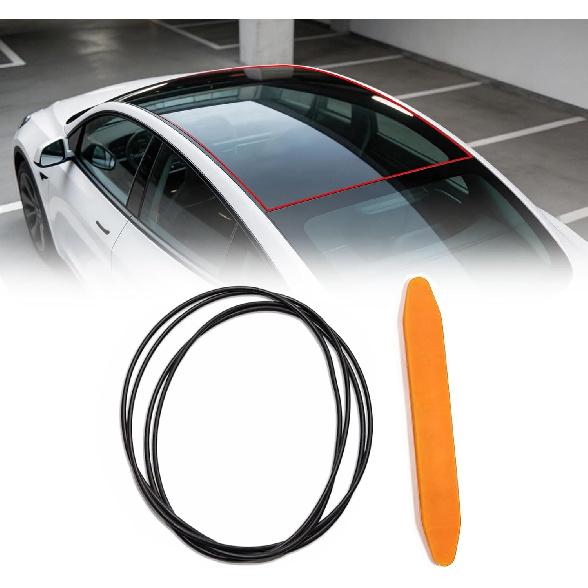 Sunroof Rubber Seal Strip for Tesla Model Y, Wind Noise Reduction Soundproof Sealling Strips Rubber Seal Kit with Installation Tool