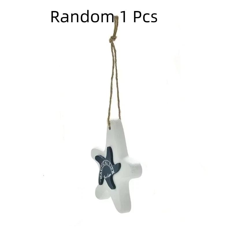 1 Pcs Marine Style DIY Home Decorative Wooden Small Fish Seahorse String Wall Hangings Starfish Dolphin Pendant Random Color