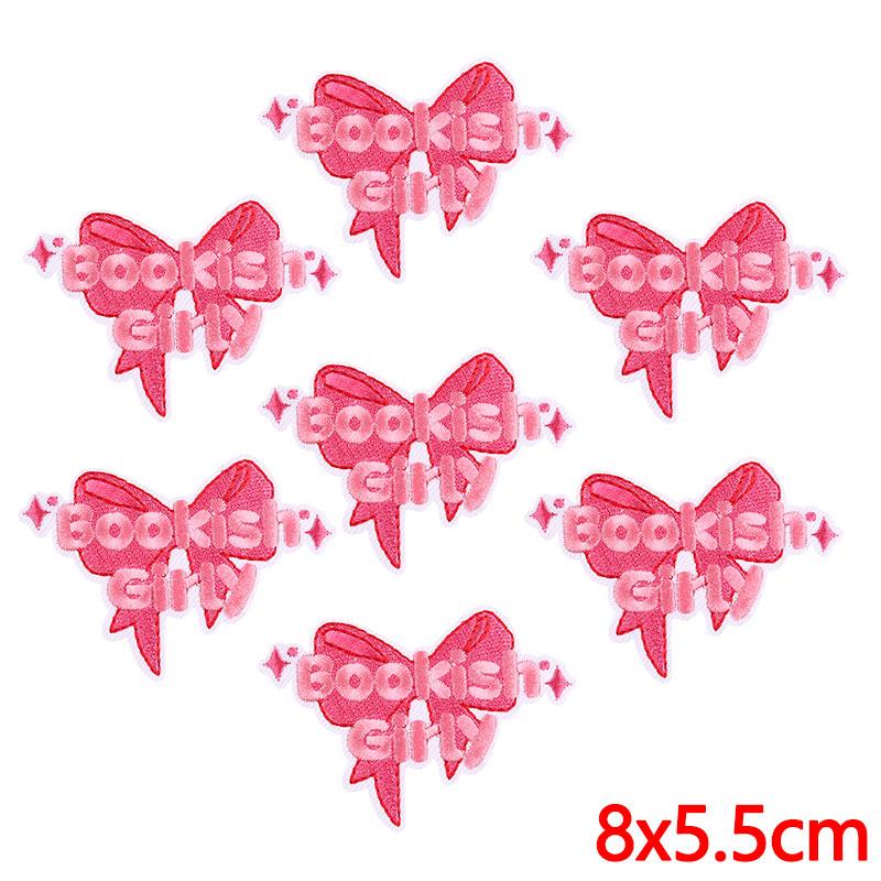 10PCS Wholesale Pink Bow Crown Lips Embroidery Patches For Clothing DIY Thermoadhesive Patches On Clothes Iron On Patch Backpack