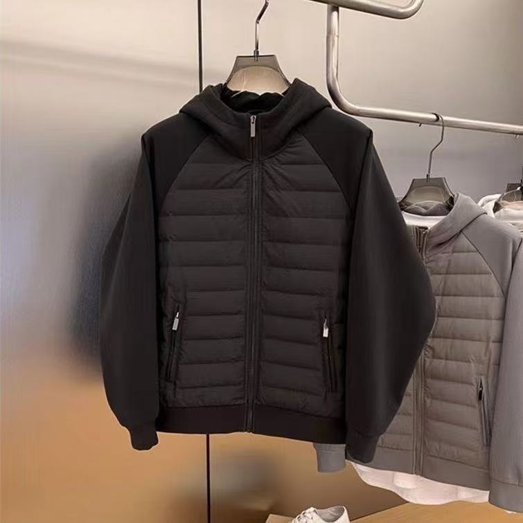 

Autumn and Winter Hooded Design Sense Casual Solid Color Niche Stitching Young Men s Hooded Jacket To Keep Warm XXXL