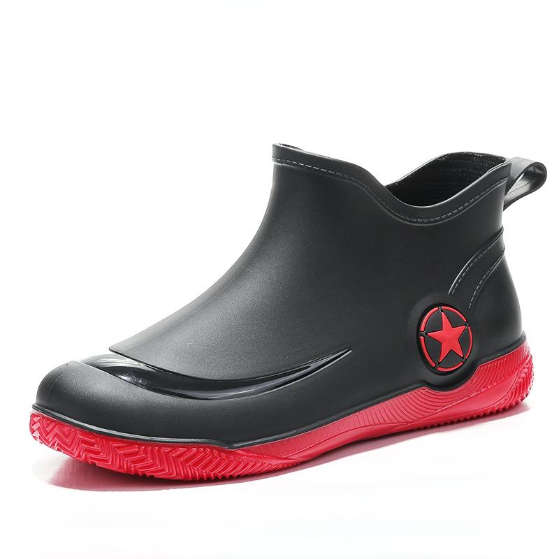 Men's Low-Cut Waterproof Non-Slip Rubber Ankle Rain Boots 