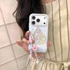 Blau-Weiß gestreifte Glitzer-Birnen-iPhone-Hülle für iPhone 17 Pro Max & Apple 16, Entworfen für Frauen