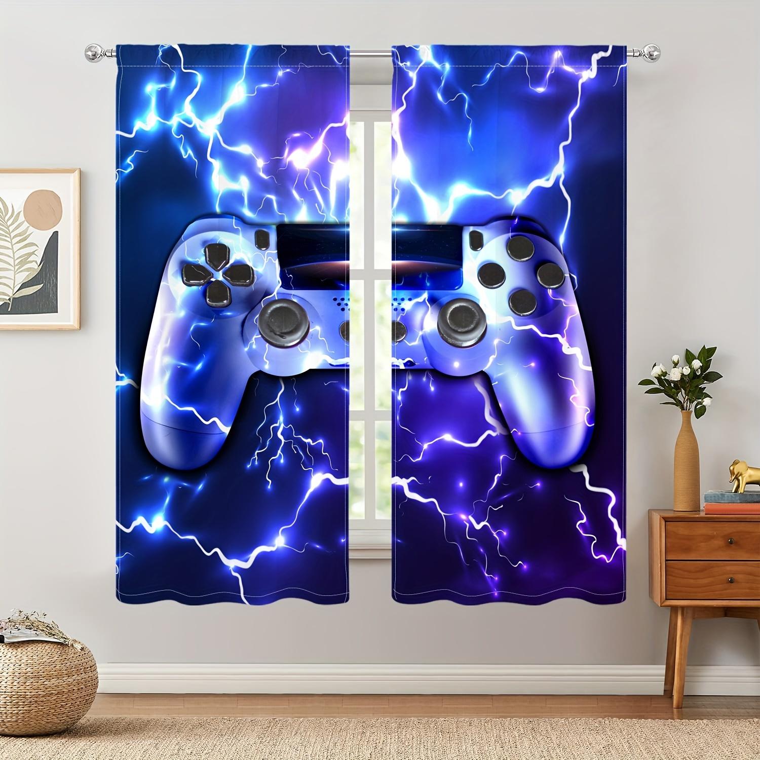

Cool Lightning Gamepad 3D Print Design Sheer Drapes for Boys Sleeping Room Living Interior Room Curtain Sets Perfect Ideal For Gaming And Home Decor W50H130(CM)x2pcs&Rod Pocket
