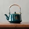 Blue Ceramic Teapot, Large capacity cooling water kettle, Brewing tea pot with tea strainer, Restaurant handle style tea kettle