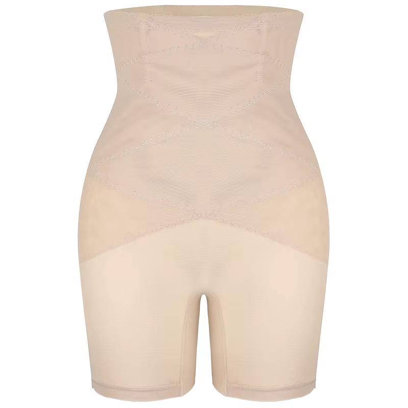 

Корректирующие шорты для женщин, утягивающее белье с перекрещивающимися талиями, сетчатые трусики-подтяжки для ягодиц, утягивающее нижнее белье с высокой талией XXXL бежевый