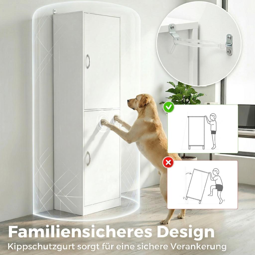 180 cm Tall Bookshelf, Modern 5-Tier Shelf with Adjustable Shelves, Freestanding Storage Cabinet, White