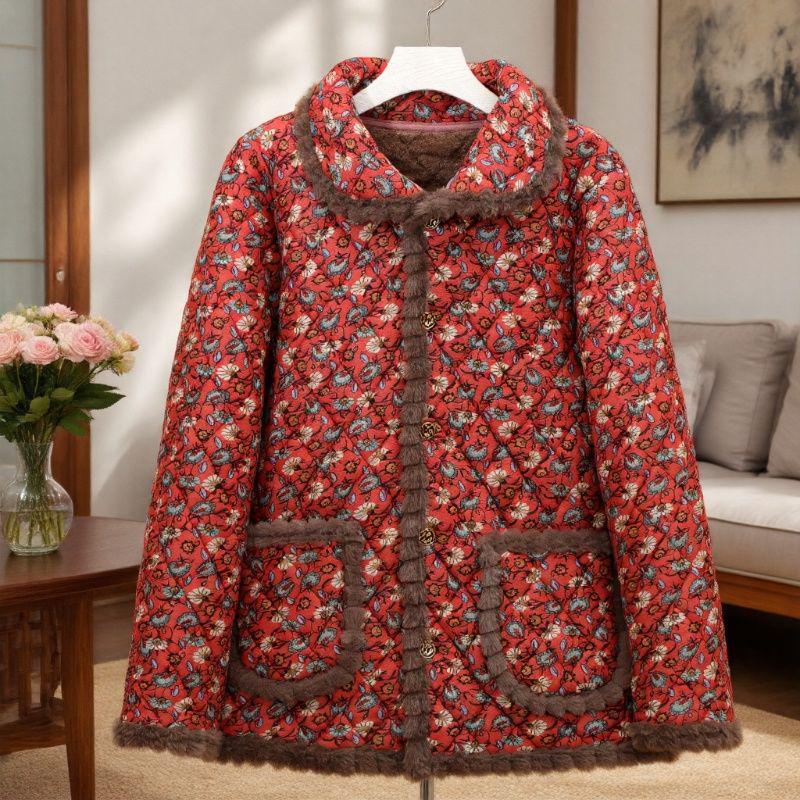 2025 Neue florale Samt-Baumwolljacke für Damen - Gemütliche, stilvolle Oberbekleidung für Senioren